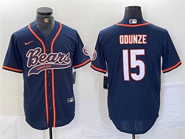 NFL Chicago Bears #15 Rome Odunze Navy Baseball Limited Jersey