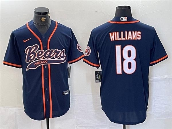 NFL Chicago Bears #18 Caleb Williams Navy Baseball Limited Jersey