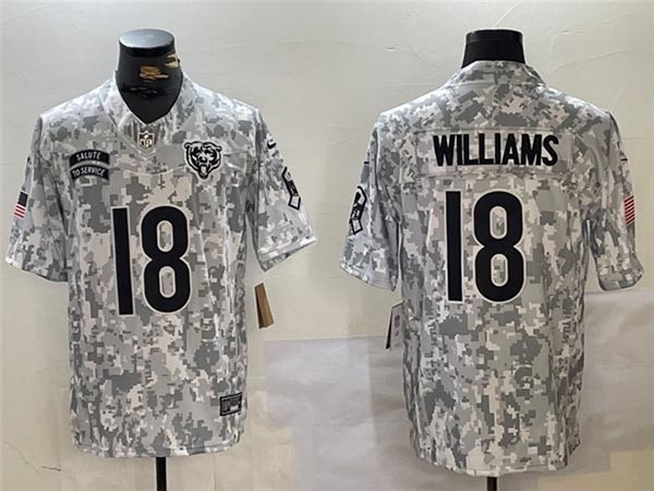 Men's Chicago Bears #18 Caleb Williams Arctic Camo 2024 Salute To Service Limited Jersey