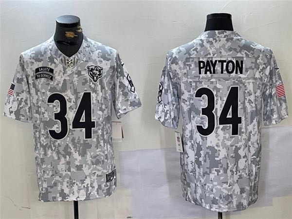 Men's Chicago Bears #34 Walter Payton Arctic Camo 2024 Salute To Service Limited Jersey