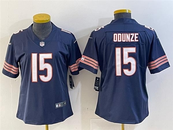 Women's Chicago Bears #15 Rome Odunze Blue Vapor Limited Jersey