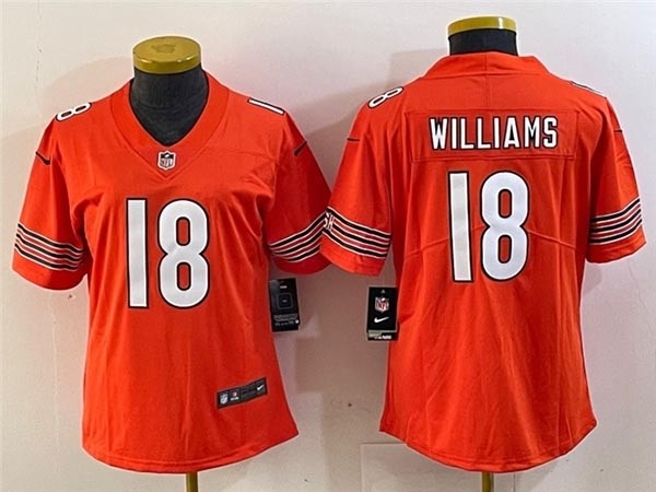 Women's Chicago Bears #18 Caleb Williams Orange Vapor Limited Jersey