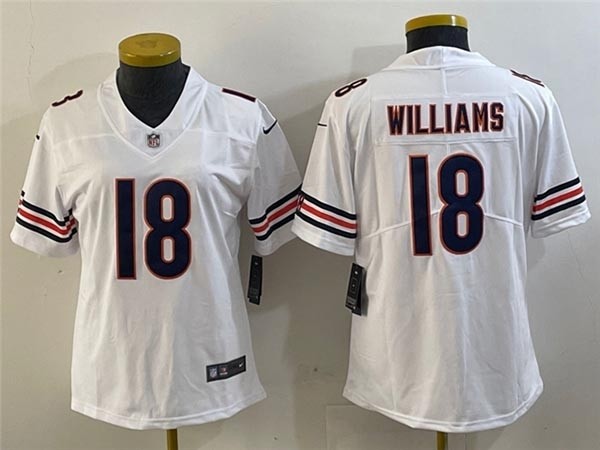 Women's Chicago Bears #18 Caleb Williams White Vapor Limited Jersey