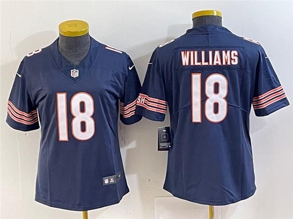 Women's Chicago Bears #18 Caleb Williams Blue Vapor Limited Jersey