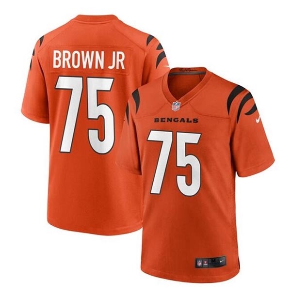 Men's Cincinnati Bengals #75 Orlando Brown Jr. Orange Stitched Game Jersey