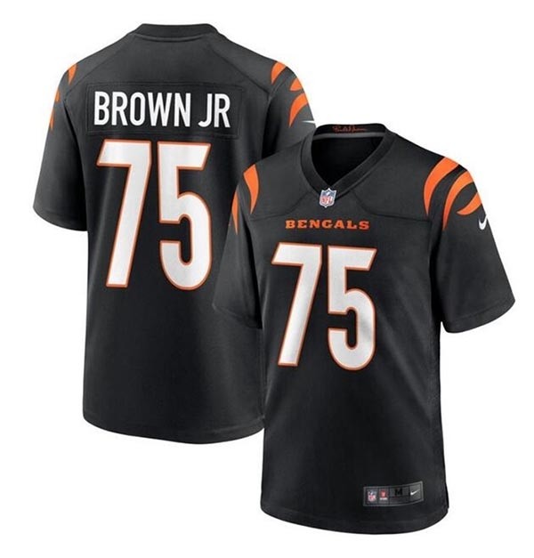 Men's Cincinnati Bengals #75 Orlando Brown Jr. Black Stitched Game Jersey