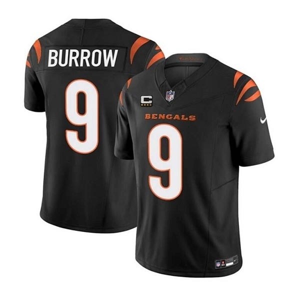 Men's Cincinnati Bengals #9 Joe Burrow Black 2023 F.U.S.E. With 4-Star C Patch Vapor Untouchable Limited Stitched Jersey