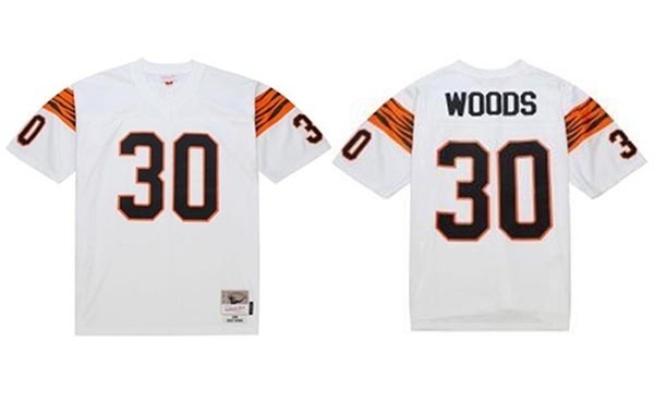 Men's Cincinnati Bengals #30 Ickey Woods White 1988 Stitched Jersey