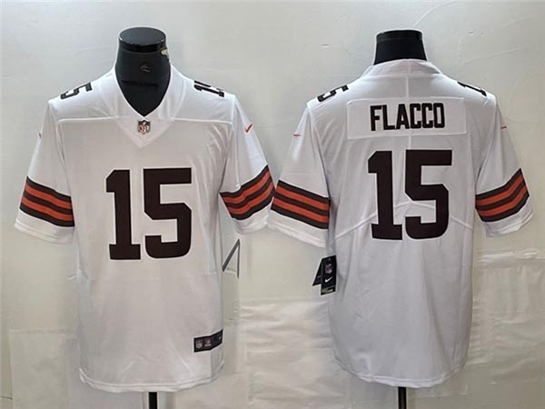 Men's Cleveland Browns #15 Joe Flacco White Vapor Limited Jersey