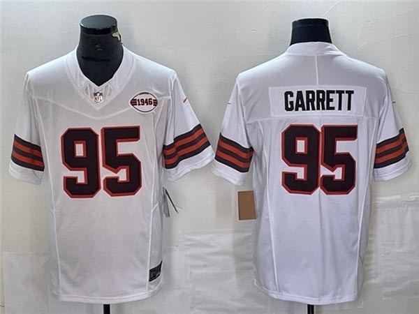 Men's Cleveland Browns #95 Myles Garrett White 1946 Collection Vapor 2023 F.U.S.E. Limited Jersey