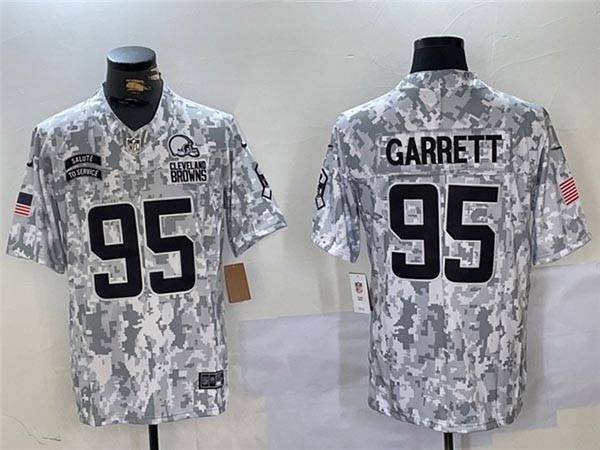 Men's Cleveland Browns #95 Myles Garrett Arctic Camo 2024 Salute To Service Limited Jersey