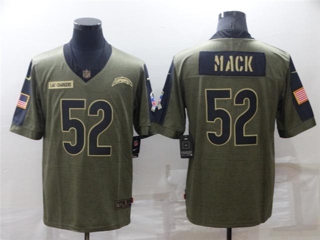 Los Angeles Chargers #52 Khalil Mack 2021 Olive Salute To Service Limited Jersey