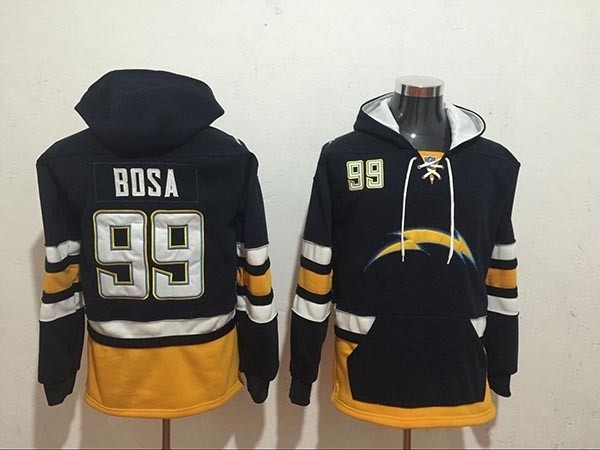 NFL San Diego Chargers #99 Joey Bosa Navy Blue All Stitched Hooded Sweatshirt