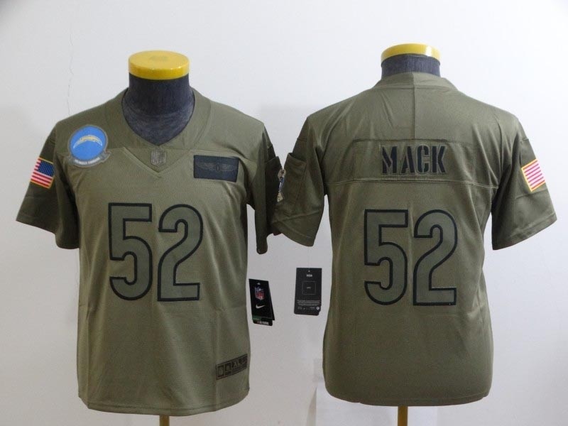 Youth Los Angeles Chargers #52 Khalil Mack Camo Salute To Service Limited Stitched Jersey