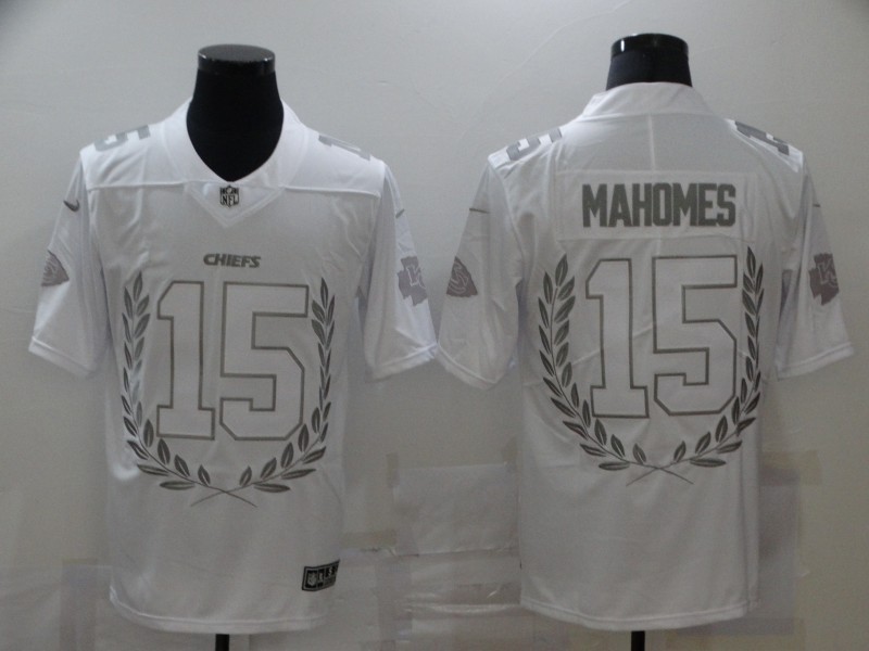 Men's Kansas City Chiefs #15 Patrick Mahomes White Nike Platinum NFL MVP Limited Edition Jersey