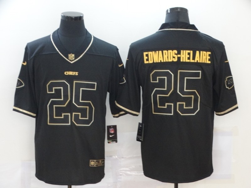 Men's Kansas City Chiefs #25 Clyde Edwards-Helaire Black Gold Vapor Untouchable Jersey