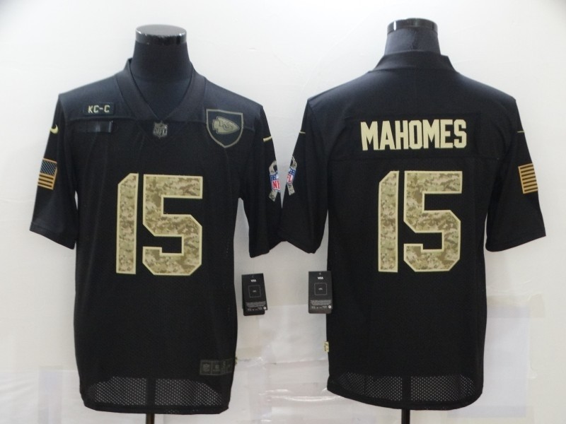 Nike Chiefs #15 Patrick Mahomes Black Camo 2020 Salute To Service Limited Jersey