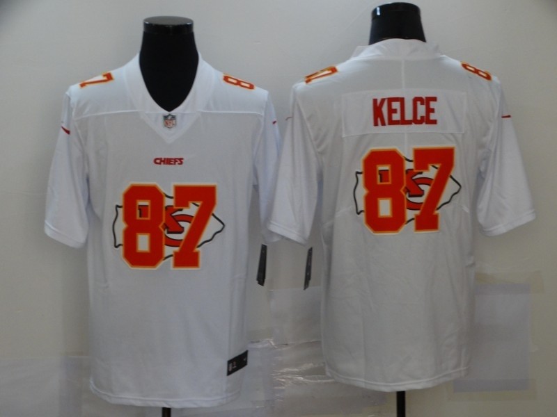 Nike Chiefs #87 Travis Kelce White Shadow Logo Limited Jersey