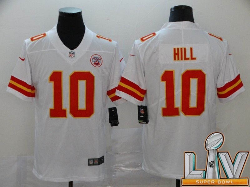 Men's Kansas City Chiefs #10 Hill White Super Bowl LV 2021 Vapor Untouchable Limited NFL Jersey