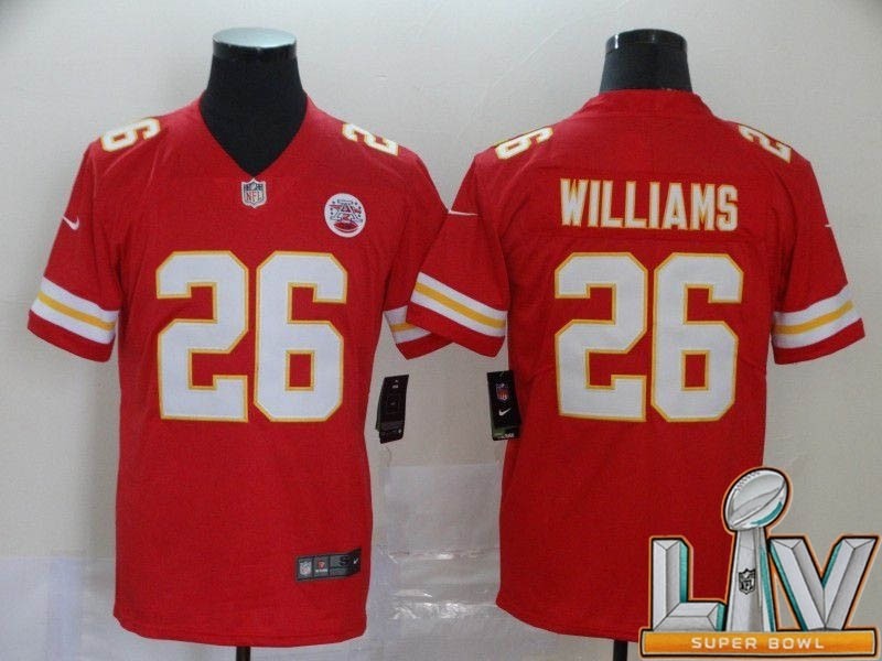 Men's Kansas City Chiefs #26 Williams Red Super Bowl LV 2021 Vapor Untouchable Limited NFL Jersey