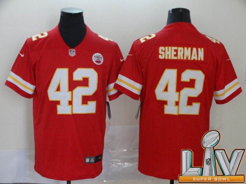 Men's Kansas City Chiefs #42 Sherman Red Super Bowl LV 2021 Vapor Untouchable Limited NFL Jersey