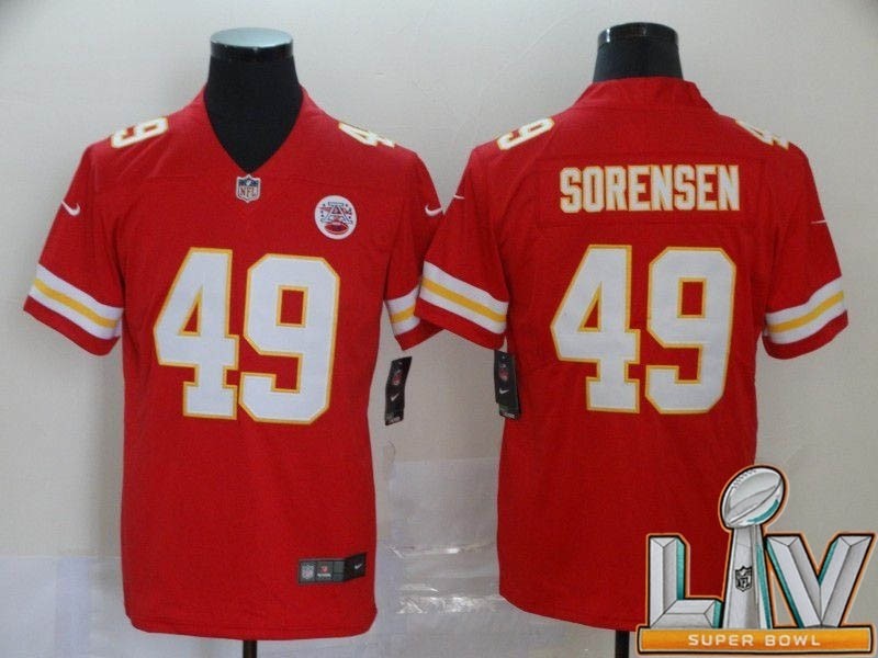 Men's Kansas City Chiefs #49 Sorensen Red Super Bowl LV 2021 Vapor Untouchable Limited NFL Jersey