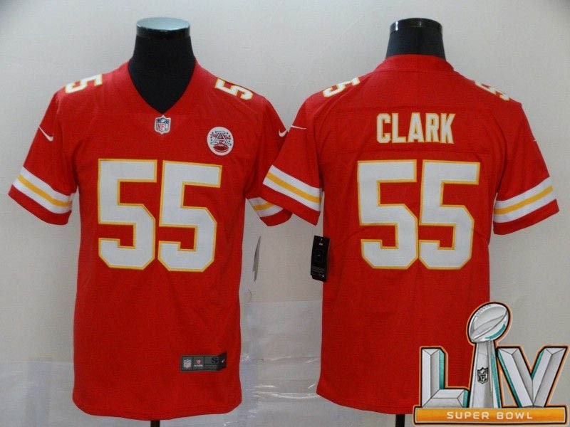 Men's Kansas City Chiefs #55 Clark Red 2021 Super Bowl LV Vapor Untouchable Limited NFL Jersey