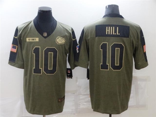 Kansas City Chiefs #10 Tyreek Hill 2021 Olive Salute To Service Limited Jersey