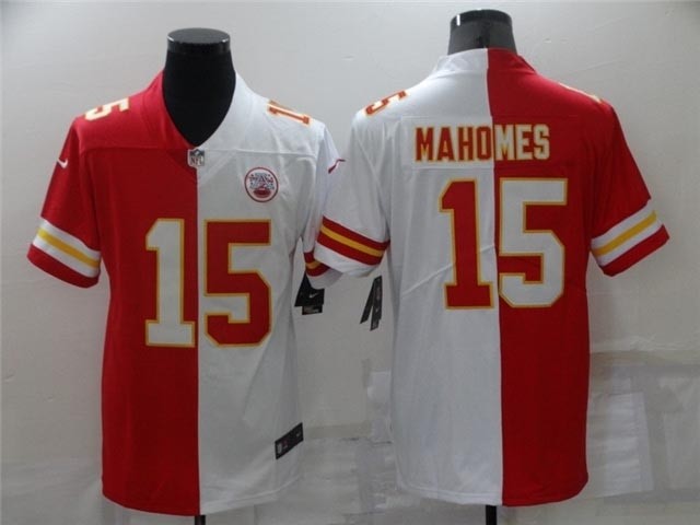 Kansas City Chiefs #15 Patrick Mahomes Red-White Split Vapor Limited Jersey