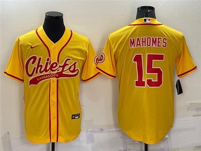 NFL Kansas City Chiefs #15 Patrick Mahomes Gold Baseball Cool Base Jersey