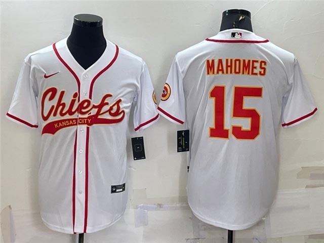 NFL Kansas City Chiefs #15 Patrick Mahomes White Baseball Cool Base Jersey