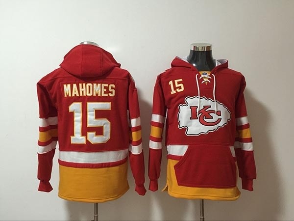 NFL Kansas City Chiefs #15 Patrick Mahomes Red All Stitched Hooded Sweatshirt