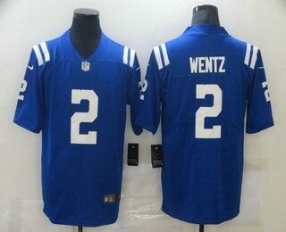 Men's Indianapolis Colts #2 Carson Wentz Royal Blue 2020 Vapor Untouchable Stitched Nike Limited Jersey