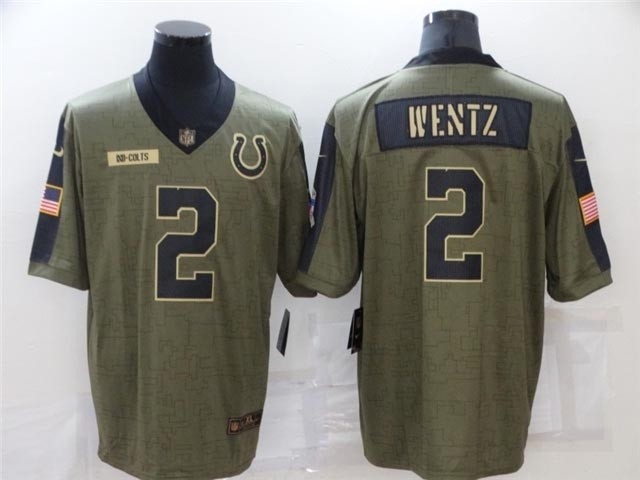 Indianapolis Colts #2 Carson Wentz 2021 Olive Salute To Service Limited Jersey