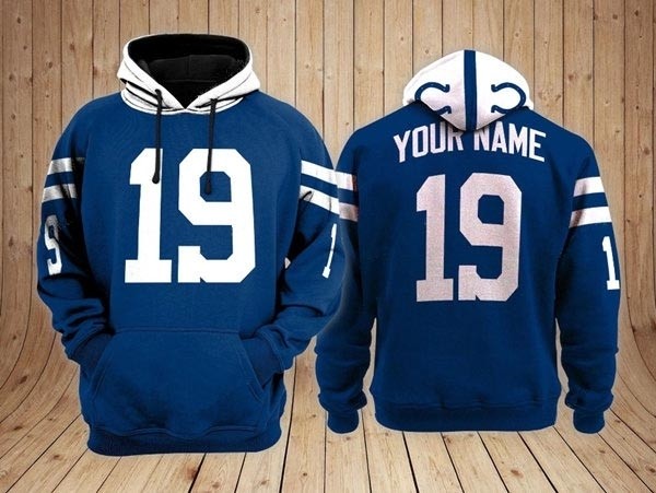 Men's Indianapolis Colts ACTIVE PLAYER Custom Blue Performance Pullover Hoodie(Name remark in comment column)