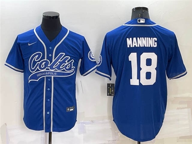 NFL Indianapolis Colts #18 Peyton Manning Blue Baseball Cool Base Jersey