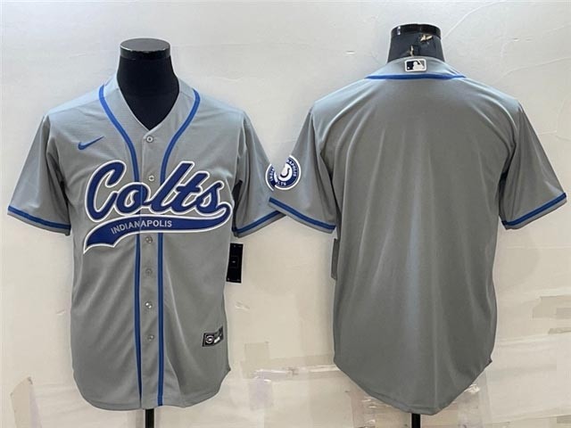 Men's Indianapolis Colts Blank Gray Baseball Cool Base Team Jersey