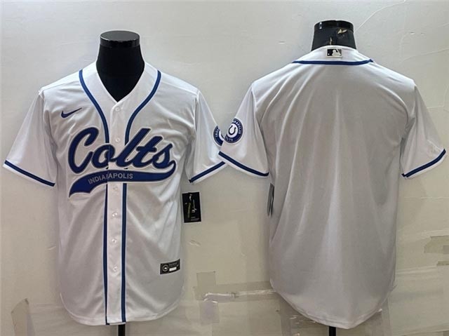 Men's Indianapolis Colts Blank White Baseball Cool Base Team Jersey