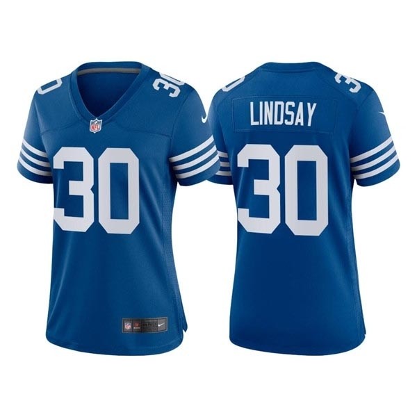 Women's Indianapolis Colts #30 Phillip Lindsay Blue Alternate Stitched Jersey(Run Small)