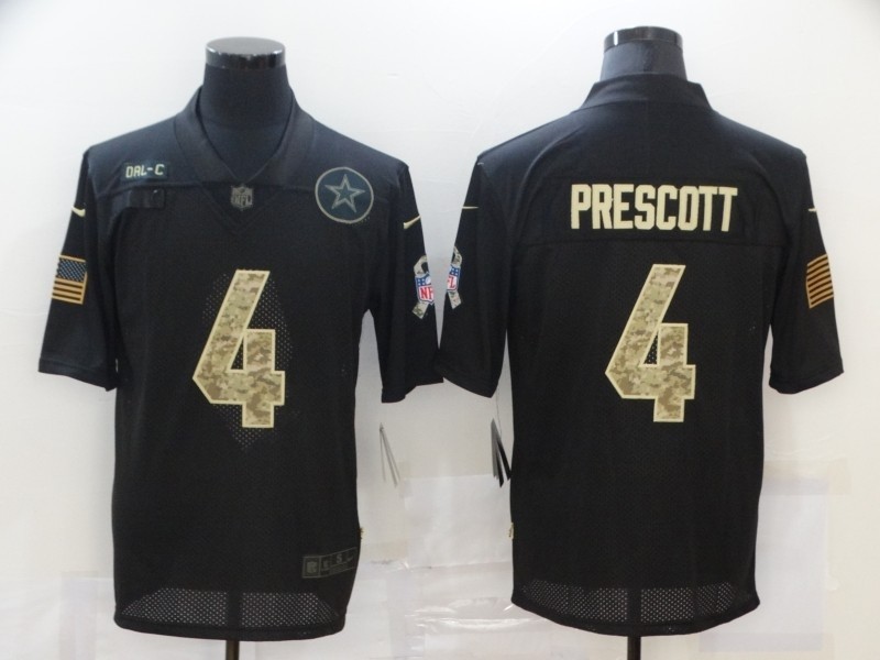 Nike Cowboys #4 Dak Prescott Black Camo 2020 Salute To Service Limited Jersey