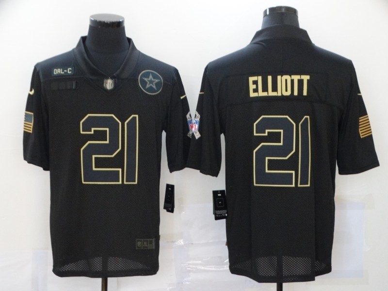 Nike Cowboys #21 Ezekiel Elliott Black 2020 Salute To Service Limited Jersey