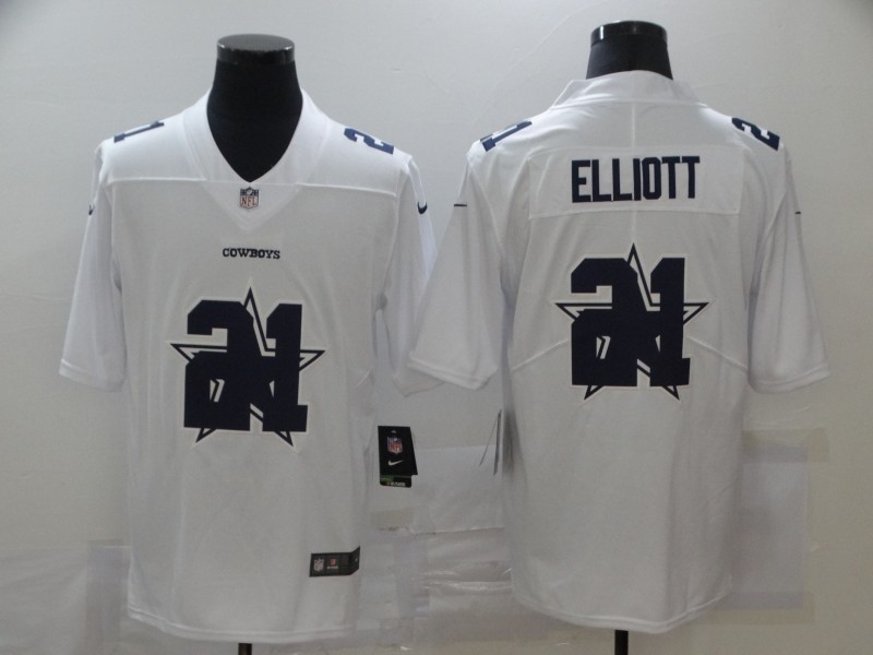 Nike Cowboys #21 Ezekiel Elliott White Shadow Logo Limited Jersey