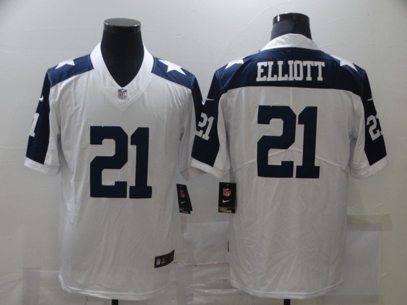 Nike Cowboys #21 Ezekiel Elliott White Thanksgiving Vapor Untouchable Limited Jersey