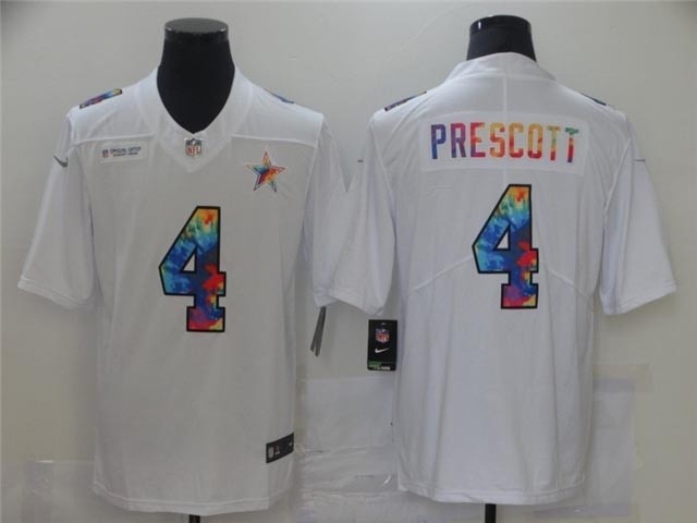 Dallas Cowboys #4 Dak Prescott White Rainbow Vapor Limited Jersey