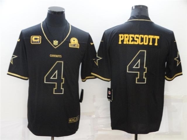 Dallas Cowboys #4 Dak Prescott Black Gold Vapor Limited Jersey