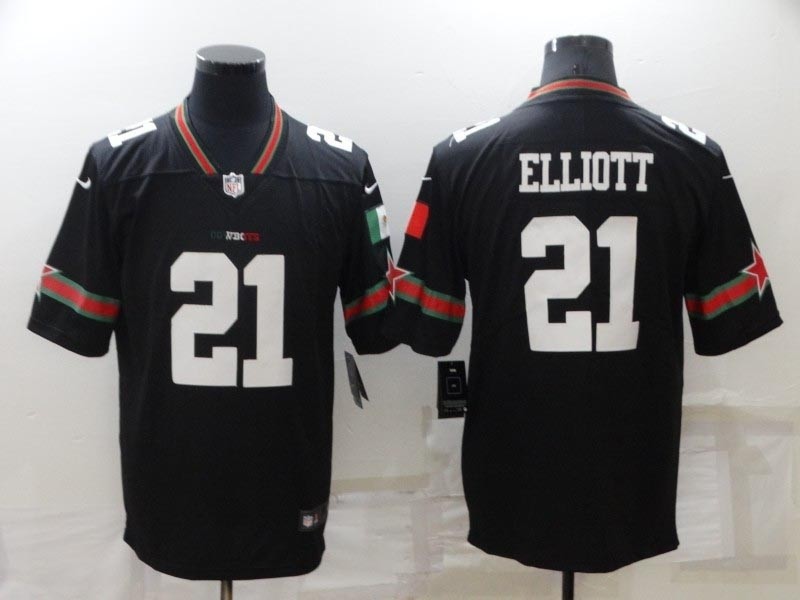 Men's Dallas Cowboys #21 Ezekiel Elliott Black Mexico Stitched Jersey