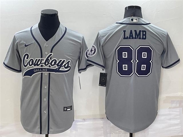 Dallas Cowboys #88 CeeDee Lamb Gray Baseball Cool Base Jersey