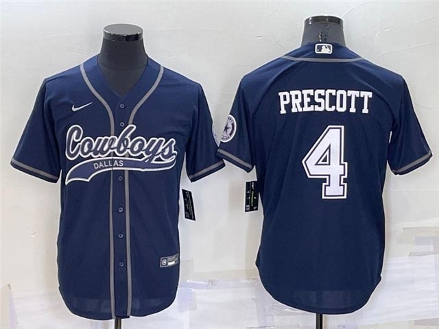 NFL Dallas Cowboys #4 Dak Prescott Navy Baseball Cool Base Jersey