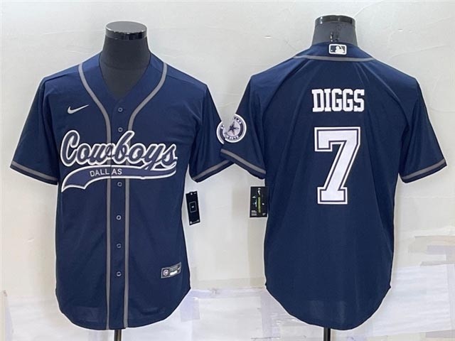 NFL Dallas Cowboys #7 Trevon Diggs Navy Baseball Cool Base Jersey