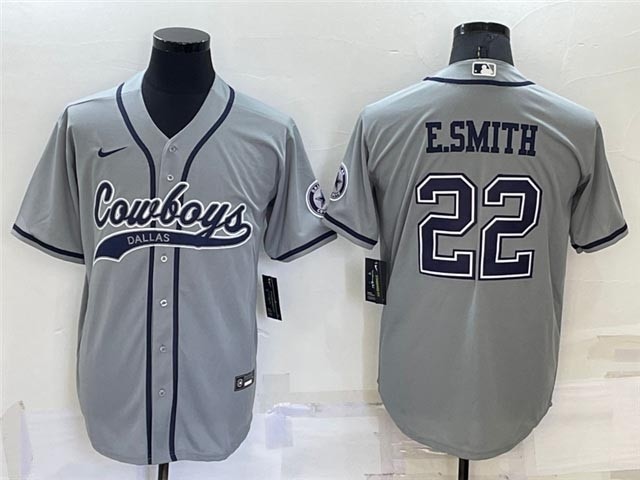 NFL Dallas Cowboys #22 Emmitt Smith Gray Baseball Cool Base Jersey